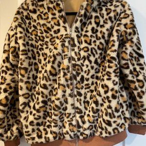 Plush Animal Print Hoodie